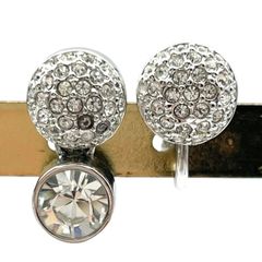 SWAROVSKI スワロフスキー イヤリング アクセサリー シルバー 2連 ボール ラウンド サークル クリスタル ラインストーン スイング ドロップ 【cw10】