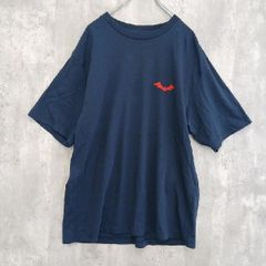 GU ジーユー トップス カットソーTシャツ XL ネイビー系 春夏 BATMAN バットマン DC コラボ バットモービル バックプリント 胸ロゴ 半袖 Tシャツ メンズ レディース ラ・ヴェリタ古着 260930-3042