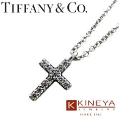 【中古特価】 ティファニー TIFFANY&Co. メトロクロス ネックレス 750 WG ダイヤモンド 40cm 1.6g