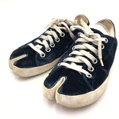 □ MAISON MARTIN MARGIELA マルタンマルジェラ ローカット スニーカー タビ ベロア イタリア製 35 紺 ■■ レディース