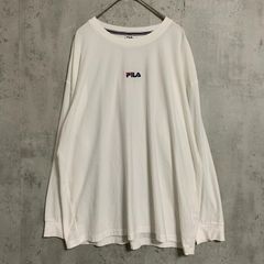 □ FILA フィラ ロゴ Ｔシャツ 長袖 ロング丈 441-600 L 白 ◇■ メンズ
