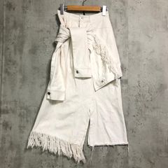 □ AULA AILA アウラアイラ 別注 アームラップデニム スカート フリンジ おしゃれ 1 白 ■■ レディース