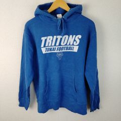 United Athle ユナイテッドアスレ スウェット パーカー TRITONS ロゴプリント ブルー L メンズ 古着 カジュアル カレッジ