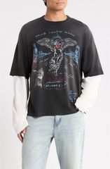 リプレゼント メンズ トップス Tシャツ グラフィック Represent Heavier Than theavens Graphic Long Sleeve TShirt WASHED BLACK