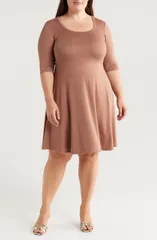 24 セブンコンフォート レディース トップス ワンピース プラスサイズ ジャージー 24seven Comfort Apparel Scoop Neck Jersey Dress Plus MOCH