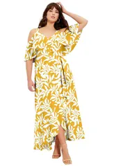ジューンプラスヴィ レディース トップス ワンピース プラスサイズ マキシ June Vie ColdShoulder FauxWrap Maxi Dress Plus PRESSED LEAF YE