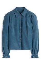 ボーデン レディース トップス シャツ コーデュロイ シャーリング Boden Violet Smocked Corduroy Shirt STORM BLUE ブルー