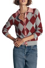 ボーデン レディース アウター パーカー・スウェット カーディガン Boden Ariadne Cardigan BROWN ARGYLE ブラウン