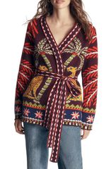 ボーデン レディース アウター パーカー・スウェット カーディガン Boden Belted Wrap Cardigan DARK CHERRY PALM