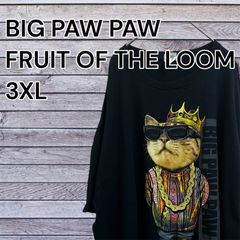 【ビッグサイズ3XL】US古着 フルーツオブザルーム ネコ柄 アニマルTシャツ ストリート ヒップホップ サイズ3XL ブラック メンズ