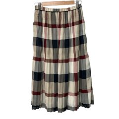BLUE LABEL CRESTBRIDGE(ブルーレーベルクレストブリッジ) ロングスカート サイズ38 M レディース美品  ベージュ×ボルドー×黒
