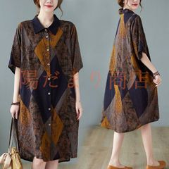 チュニック ワンピース レディース ロングシャツ 半袖 夏 チュニック チュニックワンピース シャツワンピース 大人可愛い 綿麻風 チュニックワンピース 
