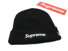 ■新品同様■ Supreme シュプリーム ニューエラコラボ ボックスロゴ アクリル×100％ ニット帽 ニットキャップ ブラック系 FT8223