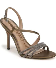 サムエデルマン レディース シューズ サンダル Sam Edelman Womens Charli Glam Strappy Sandals Dark Silver Sage Satin Fabric