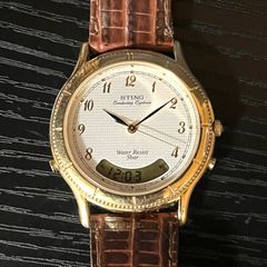 稼働品 CASIO STING メンズ アナデジ 腕時計 STN-280 레트로 ヴィンテージ 動作確認済み 電池交換済み カシオ アナログ デジタル ゴールド ホワイト文字盤