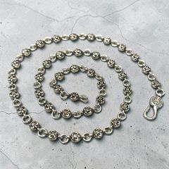 送料無料 BSフレアボールチェーンネックレス 60cm 幅6mm シルバー ステンレス 金属アレルギー対応 メンズ 長さ調整可 チェーンネックレス デザインチェーン ネックレスチェーン ストリート 重厚感 無骨 百合モチーフ ユリ リリー 韓国ファッション