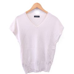 グリーンレーベルリラクシング ユナイテッドアローズ green label relaxing サマーニット フレンチスリーブ Vネック プルオーバー アイボリー TT ■ECC009