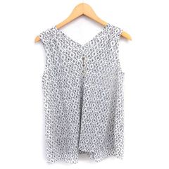 グリーンレーベルリラクシング ユナイテッドアローズ green label relaxing ブラウス カットソー ハーフボタン リーフ柄 ノースリーブ アイボリー ブラック 黒 /TT ■ECC009