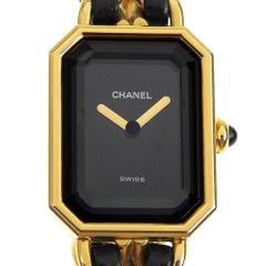 【CHANEL】シャネル プルミエールS H0001 金メッキ×レザー クオーツ アナログ表示 レディース 黒文字盤 腕時計