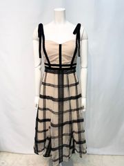 3148 DEA by ROBE de  FLEURS ディアバイローブドフルール キャバクラ ロングドレス フロッキーチュールレース リボンストラップ ベロア