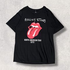 THE ROLLING STONES ローリングストーンズ NORTH AMERICAN TOUR 1975 Tシャツ L ブラック リップ＆タン バンドT S00