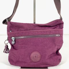 KIPLING/キプリング ナイロン ショルダーバッグ パープル/紫系 モンキーチャーム付 鞄/斜め掛けカバン[OP01203]
