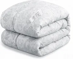 立体キルト 軽量 150×210cm 洗える 掛け布団 -5℃~15℃対応 ダックダウン90% 冬用 グレー花柄 シングル 羽毛布団