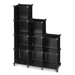 VECELO カラーボックス オープン収納棚 9ボックス ブラック 幅96×奥行32×高さ129cm 大容量 衣類 書類 コレクション 4.95kgAR 6569fd55
