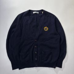 バーバリーLEE ネイビー クラフト 刺繍 Vネック ニット カーディガン