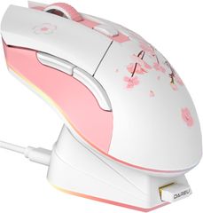 DAREU ゲーミングマウス 無線 桜色/ピンク ワイヤレス2.4G/有線USB接続可能 軽量85g 可愛いサクラ 人間工学 12000DPI 充電ドック付き プログラム可能 EM901X 技適認証取得
