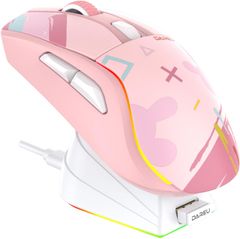 DAREU A950 ゲーミングマウス ピンク 可愛い 無線 左右対称 軽量 ワイヤレス USB/2.4GHz/Bluetooth RGB充電スタンド付き AIM-WLセンサー 12000DPI プログラム可能 技適認証取得