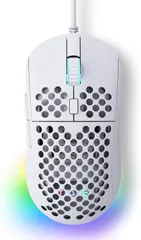 TMKB Falcon M1SE ゲーミングマウス 超軽量 75g ハニカムデザイン ホワイト 有線 12800DPI 6ボタン プログラム可能 PTFEソール 高耐久編組ケーブル ゲーム 事務用