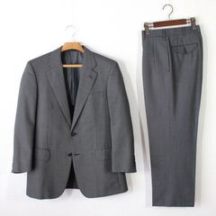 02【美品】BURBERRY LONDON バーバリー メンズスーツ AB5 ややゆったり体 M ウール グレー 三陽商会 日本製 春夏秋