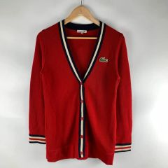ラコステ レッド ウール ニット カーディガン 100 260927