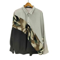ノーアイディー NO ID. 切替 ドルマン スリーブ BIG-SH 総柄 ビック シャツ メンズ ONE SIZE 