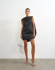 トップショップ レディース トップス ワンピース ケープデザイン アシンメトリー ミニ サテン キャップ ケープ Topshop satin asymmetric pleat detail cape