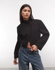エイソス レディース アウター ジャケット・ブルゾン ブレザー ASOS DESIGN wrap neck crop blazer jacket Black ブラック