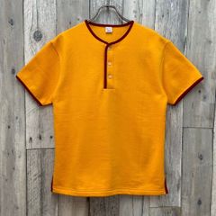 【新品タグ付き】CHESWICK チェスウィック Sweatshirt tee SUGAR CANE シュガーケーン 東洋エンタープライズ ヘンリーネック リンガーネック イエロー 裏起毛 半袖 スウェット スエット トレーナー Tシャツ メンズ M サイズ
