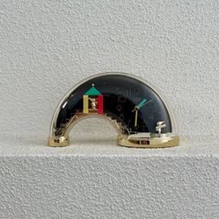 ヴィンテージ CITIZEN シチズン 置き時計 昭和レトロ ポストモダン ポップ  ゴールド ブラック カラフル おもちゃモチーフ 半円型アーチ