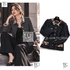 シャネル ジャケット CHANEL アイボリー ブラック 白黒 ツイード