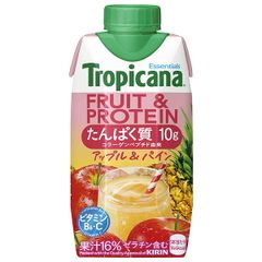 キリン トロピカーナ FRUIT&PROTEIN アップル&パイン 330ml紙パック×12本入| 送料無料 果汁 果実飲料 ミックス トロピカーナ プロテイン アップル パイン ストック ドリンク ジュース 野菜ジュース ケース買い まとめ買い 新品 備蓄