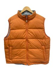 L.L.Bean (エルエルビーン) リバーシブルダウンベスト リップストップナイロン 90s 古着 0BDC7 L オレンジ×グレー メンズ/049