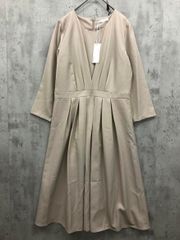 新品 Tiaclasse ティアクラッセ 長袖 タックフレア ワンピース sizeXL/グレージュ ■◇ レディース