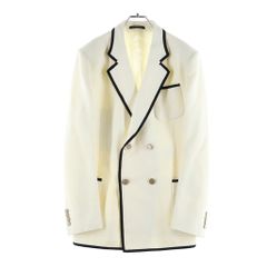 EMPORIO ARMANI (エンポリオアルマーニ) ノッチドラペル ダブルプレスト テーラードジャケット ホワイト E31G14