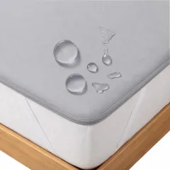 ★新品★防水シーツ ワイドキング 敷きパッド 防水 吸湿通気 柔らかい 静か 薄手 おねしょシーツ 四隅強化ゴムバンド付 防水パッド 抗菌防臭 着脱簡単 洗える 速乾 (グレー, 200*200?) 202166b6