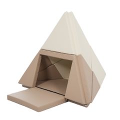 ソフトブロック 2点セット ベージュ×ブラウン 3WAY ピラミッド・ボート・プレイマット 室内アスレチック 組み替え キッズ遊具 拭き取りお手入れ