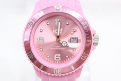 【W324-27】動作品 電池交換済 ice watch アイスウォッチ デイト 回転ベゼル 腕時計 ラバーベルト レディース