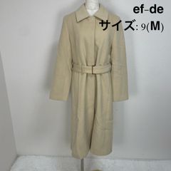 ef-de エフデ ベルテッドロングコート M ベージュ アイボリー ステンカラーコート トレンチコート ベルト付き Aライン アウター ジャケット レディース 婦人服 上品 きれいめ オフィス 通勤 ビジネス フォーマル セレモニー 結婚式 パーティー 古着