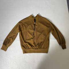 【ZARA　ザラ】レディース　ハーフジップ　トップス　黄土色　ストライプ柄　Sサイズ 0/10