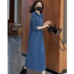ワンピース レディース ロングワンピース フード付き パーカー パーカーワンピース 裏起毛 厚手 防寒 暖か 長袖 体型カバー トップス 無地 おしゃれ カジュアル 可愛い 通勤 通学 ファッション 秋 冬